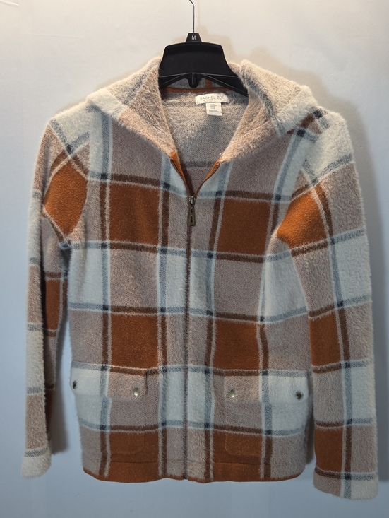 Rachel Zoe Jackets & Blazers - Rachel Zoe Fuzzy Knit Zip Sweater in Camel, Cream & Rust Size M